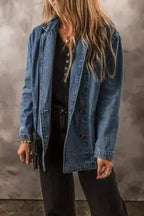 Lapel Denim Jacket Women UK