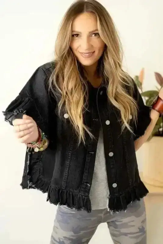 Raw Hem Denim Jacket Women UK
