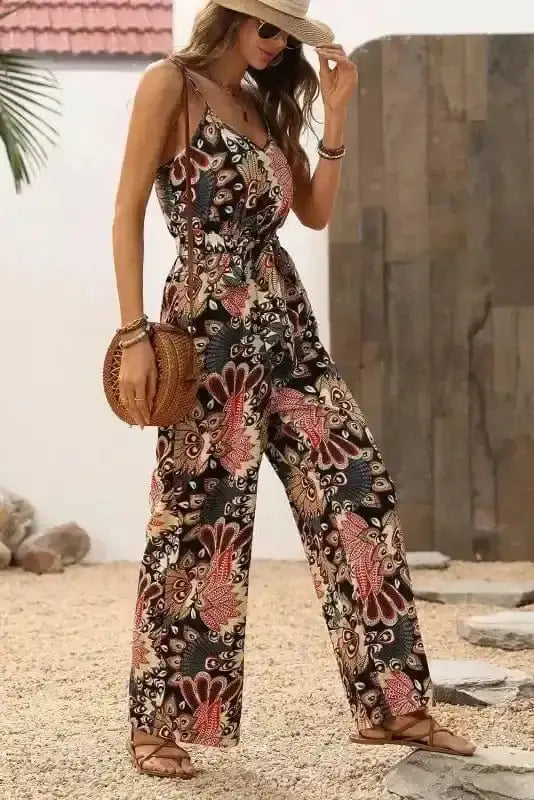 Luxe Floral Belted Jumpsuit Women UK