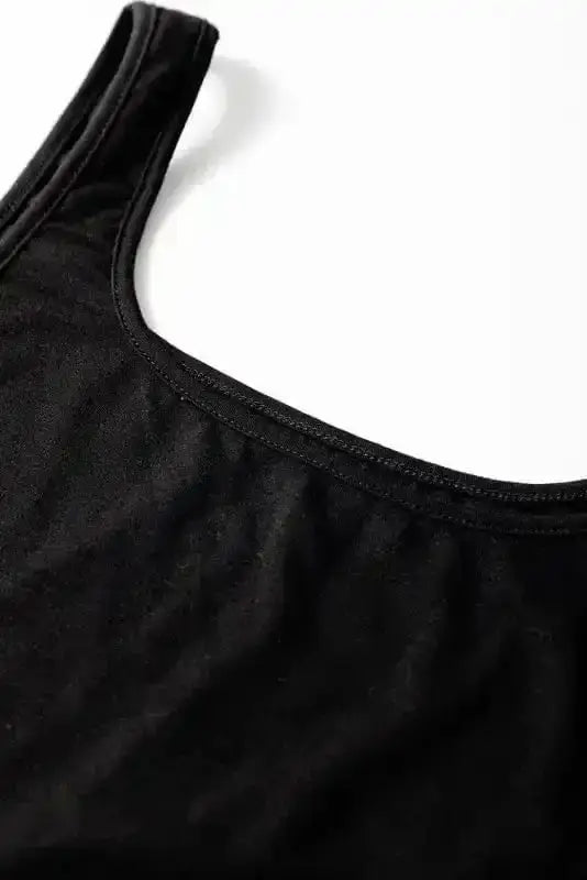 Peekaboo Wide Leg Jumpsuit - Black Square Neck Sleeveless