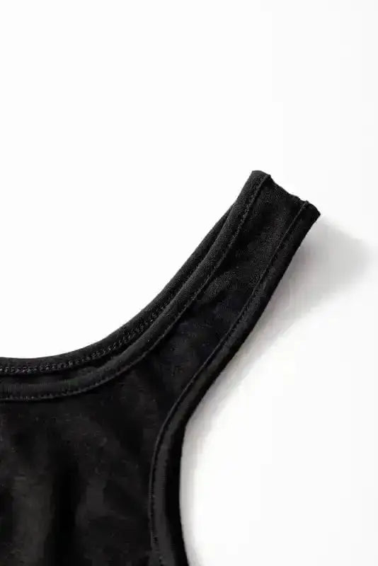 Peekaboo Wide Leg Jumpsuit - Black Square Neck Sleeveless