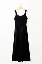 Peekaboo Wide Leg Jumpsuit - Black Square Neck Sleeveless