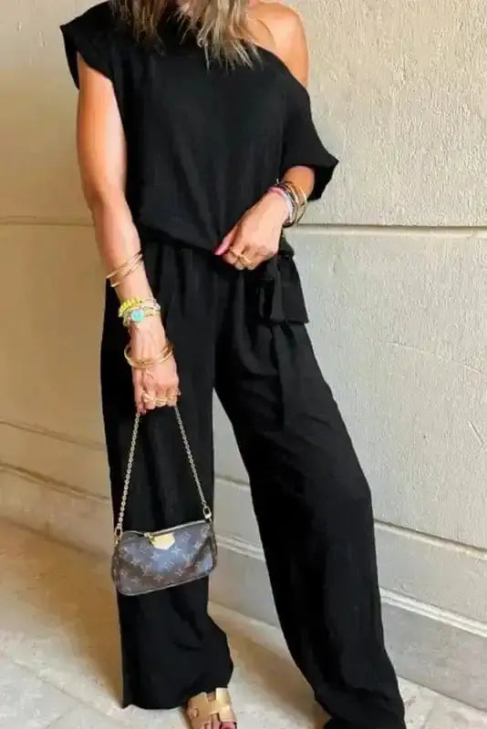Shadow Check One Shoulder Jumpsuit Women UK