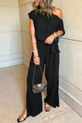 Shadow Check One Shoulder Jumpsuit Women UK