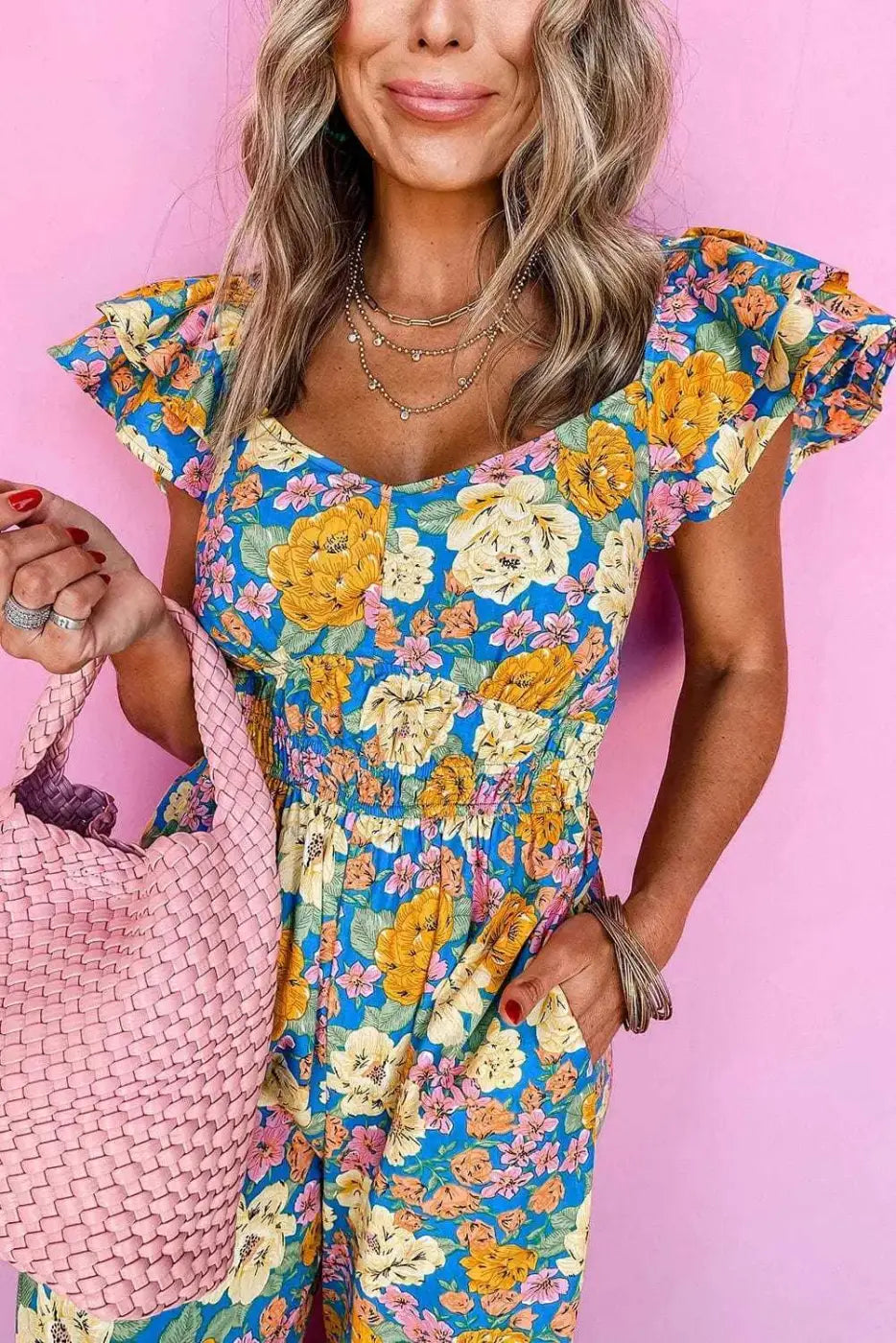 Yellow Floral Elegant Jumpsuit