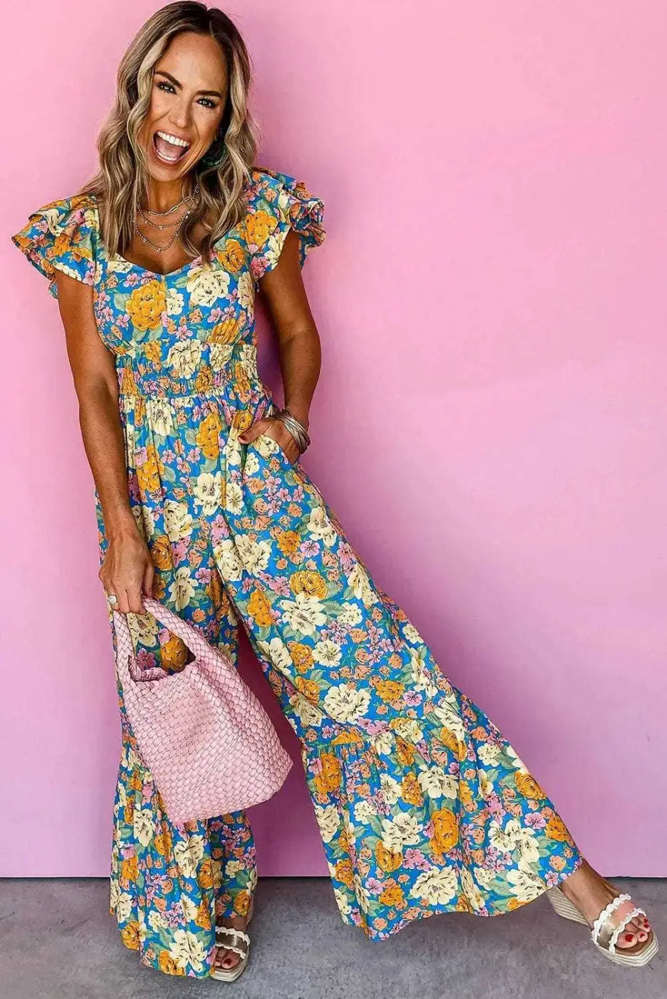 Yellow Floral Elegant Jumpsuit