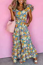 Yellow Floral Elegant Jumpsuit