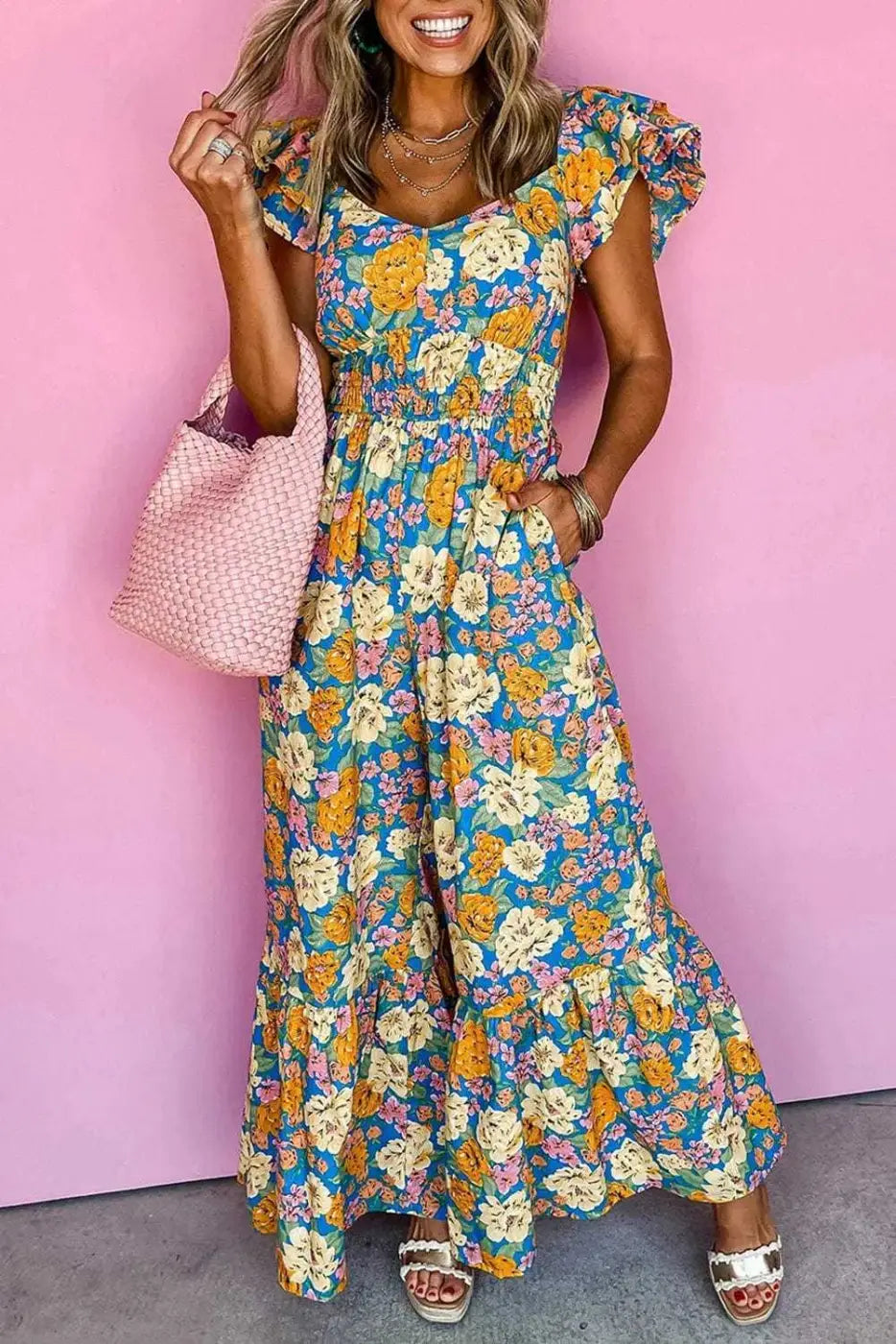 Yellow Floral Elegant Jumpsuit