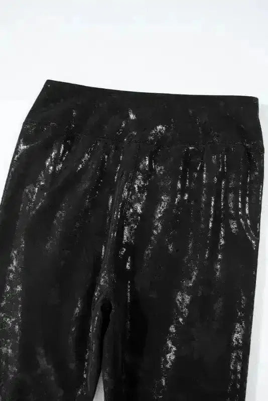 Black Faux Leather High Waist Leggings Women UK