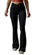 Black V-Waist Flared Leggings