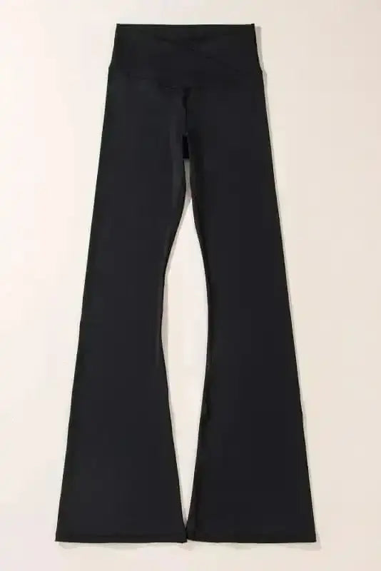 Black V-Waist Flared Leggings