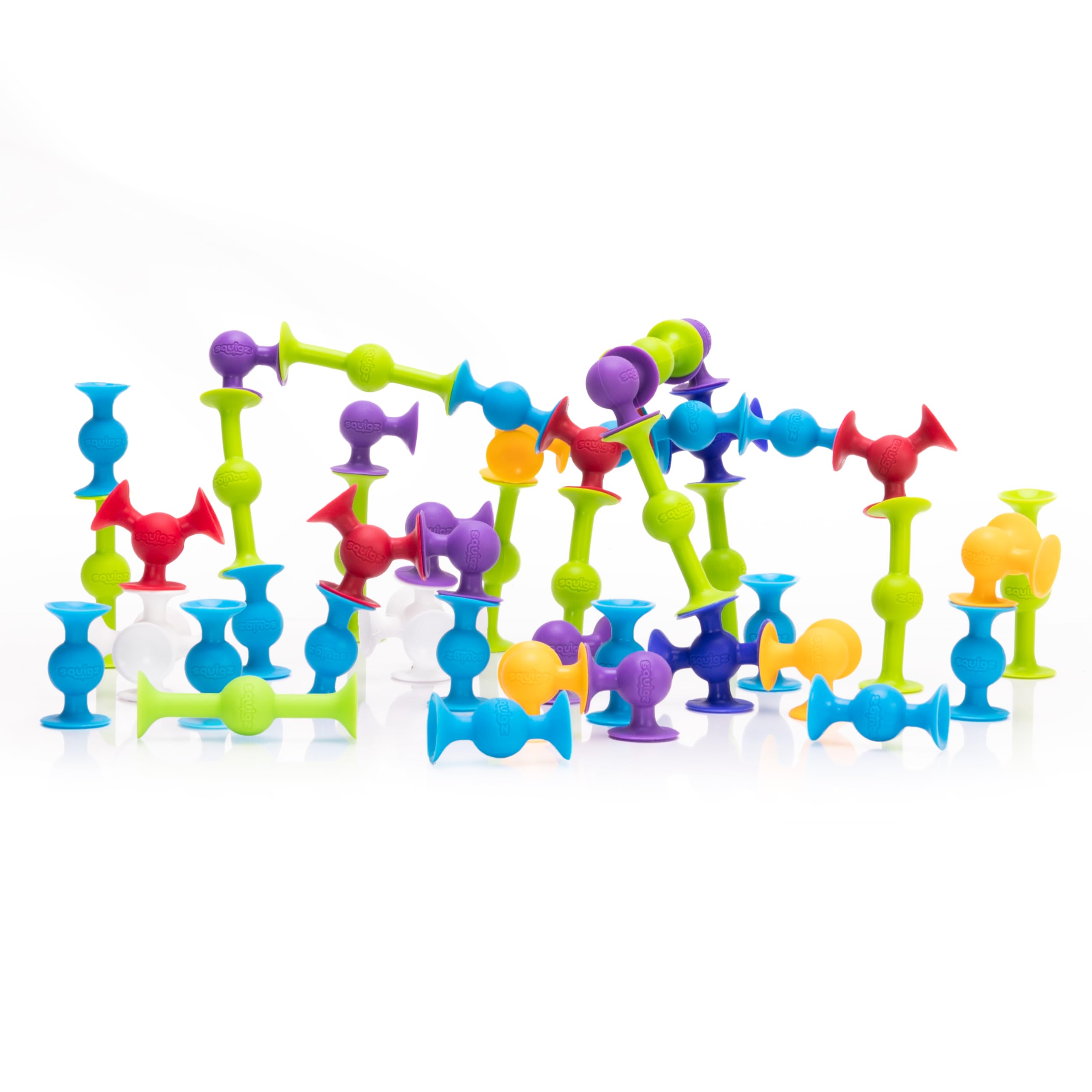 Fat Brain Toys Squigz Deluxe Set – 50-Piece Suction Toys for Kids 3+