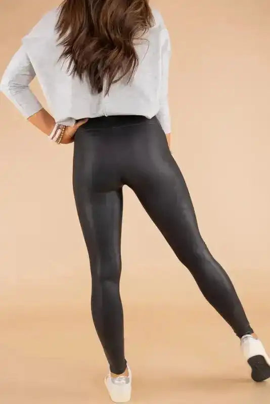 Black Faux Leather High Waist Skinny Leggings