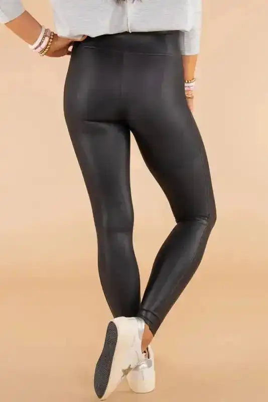 Black Faux Leather High Waist Skinny Leggings