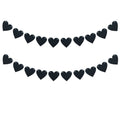 FAZHBARY 2 Pack Black Felt Heart Garland Banner – Gothic Valentines Decor, Weddings & Anniversary Parties
