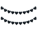 FAZHBARY 2 Pack Black Felt Heart Garland Banner – Gothic Valentines Decor, Weddings & Anniversary Parties