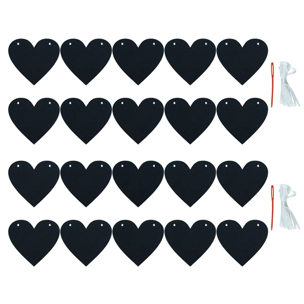 FAZHBARY 2 Pack Black Felt Heart Garland Banner – Gothic Valentines Decor, Weddings & Anniversary Parties