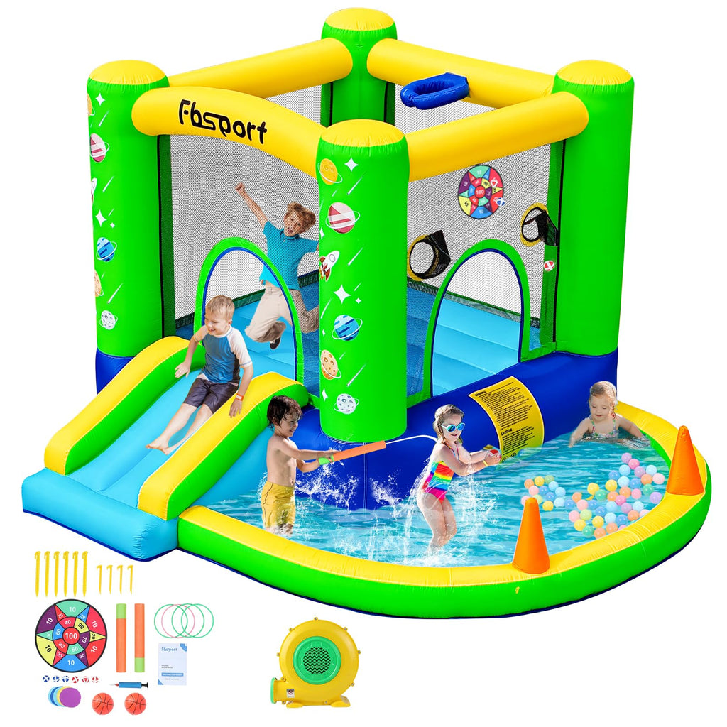 FBSPORT 5-in-1 Galaxy Bounce Castle – Indoor/Outdoor Inflatable for Kids