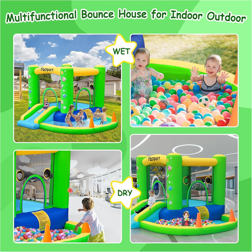 FBSPORT 5-in-1 Galaxy Bounce Castle – Indoor/Outdoor Inflatable for Kids