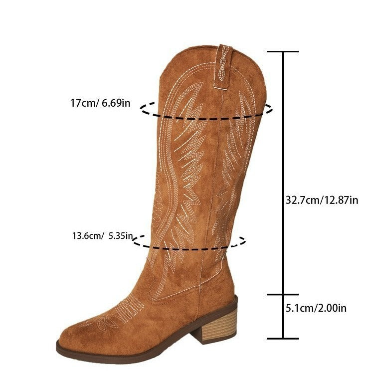 Große Größen Vintage Bestickte V-Schnitt Martin Stiefel für Damen Herbst und Winter