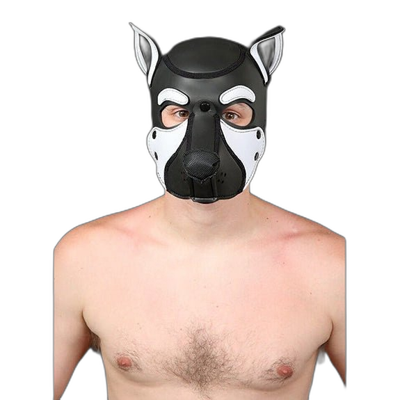 Mr S Leather NEOPRENE FRISKY Puppy Hood | Black & White