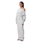 Ins Slim Long Sleeve Knitted Dress Evening Party Sexy Off-shoulder Bodycon Long Dresses