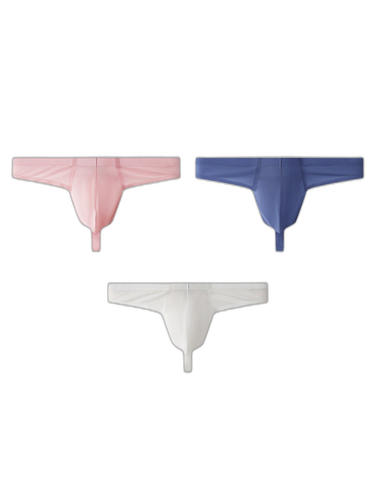 3 Pack Men's Solid Color Seamless Comfort Quick-Dry Breathable Thongs