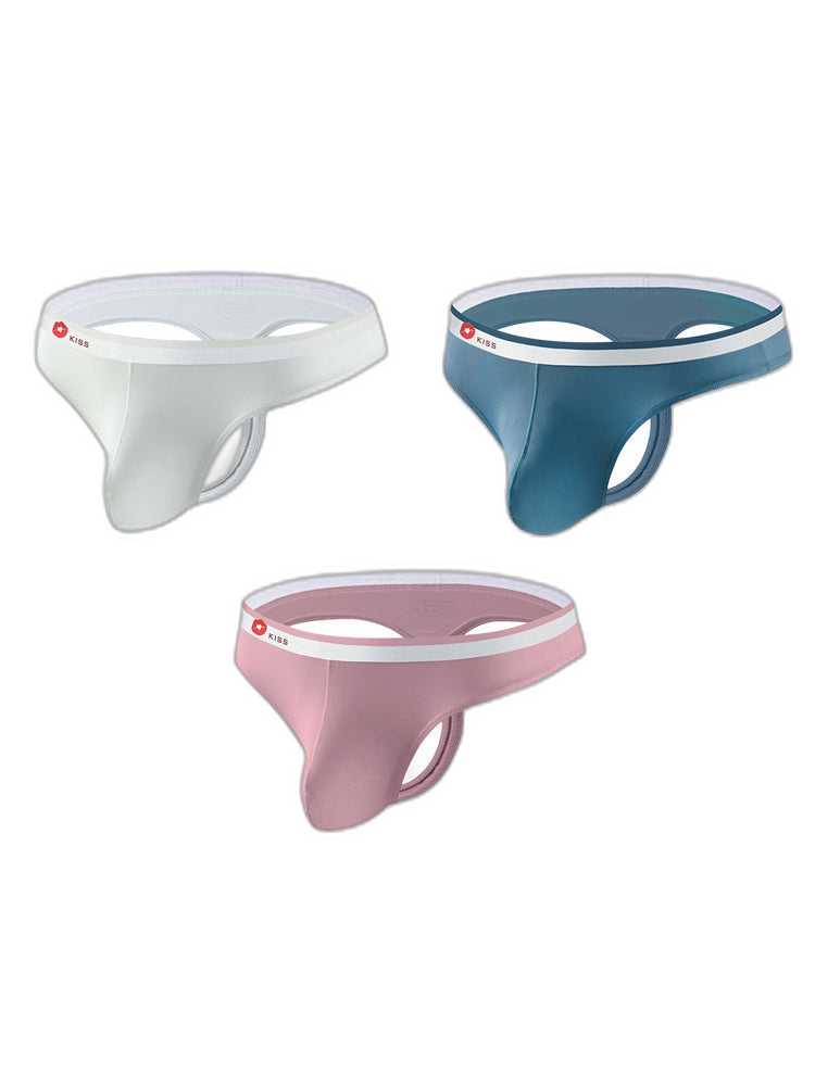3 Pack Men's Ice Silk Sexy U-Shaped Pouch Kiss Thong