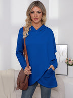 Long Sleeve Irregular Solid Color Hoodie Women