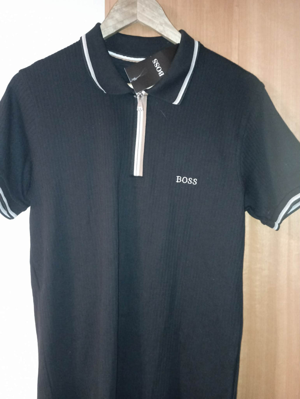 NEW with tag - MENS BOSS black zip Polo Shirt