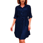 Elegant Dusting Commuter Single-Breasted Multi-Button Solid Color Dress