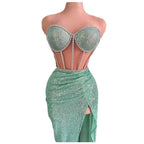 Women's Casual All-match Shiny Rhinestone Sequins Top Dress Suit