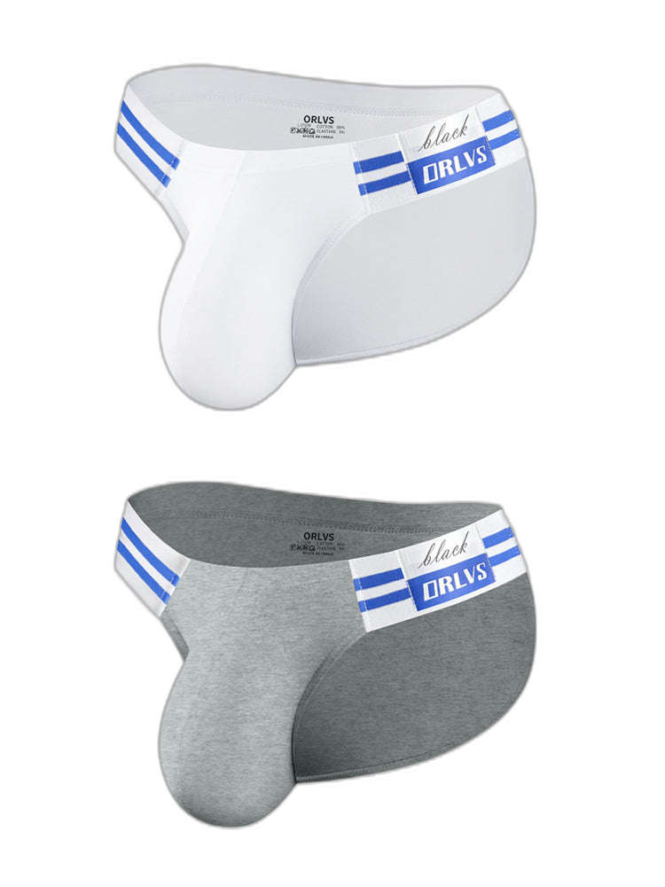2-pack Men's High-cut Cotton Navy Striped Stretch Briefs