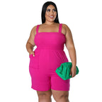 Fashionable Solid-Color Slim-Fit Ruched Backless Jumpsuit