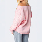 Women's V-neck Twist Knitted Pullover Sweater Blouse
