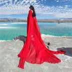 Silk Fairy Temperament Seaside Vacation Beach Dress Red