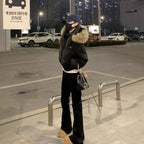 American Winter Short Faux Fur Collar Padded Coat For Women