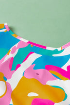 Multi Colour Flutter Sleeve Blouse Abstract Print Women UK