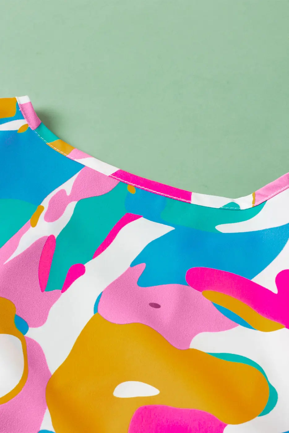 Multi Colour Flutter Sleeve Blouse Abstract Print Women UK