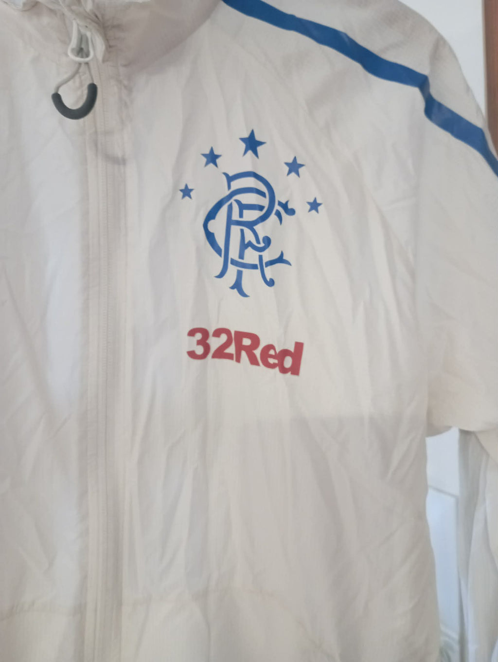 RANGERS FC PUMA 32RED WHITE ZIP SHELLSUIT TOP 2014/15 (M UK)