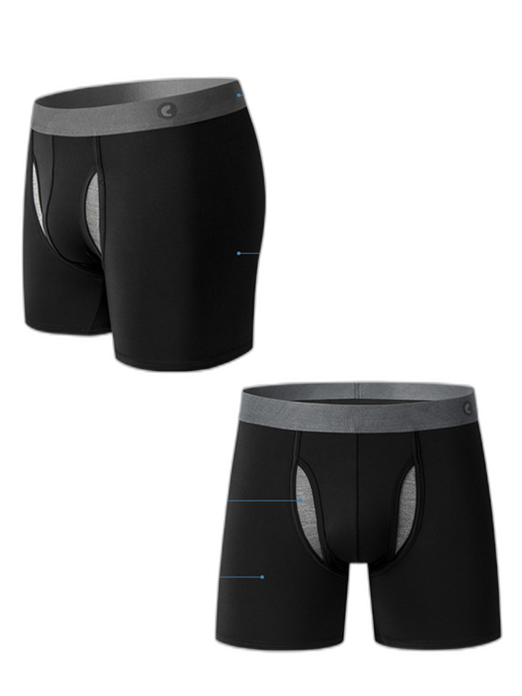 Breathable Sports Boxer Briefs with Open Fly