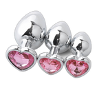 Heart Metal Anal Plug Set - Training Kit