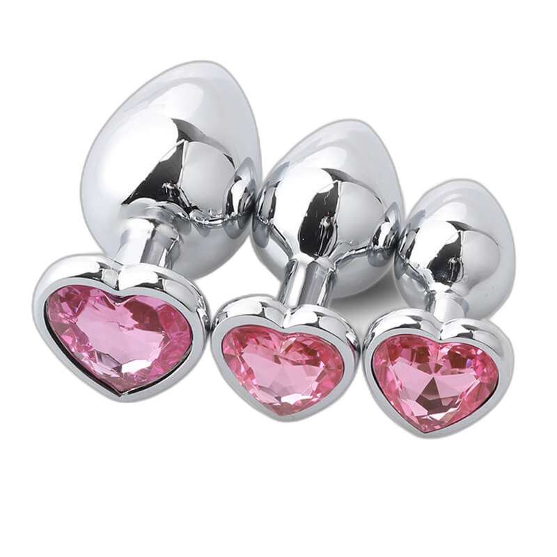Heart Metal Anal Plug Set - Training Kit