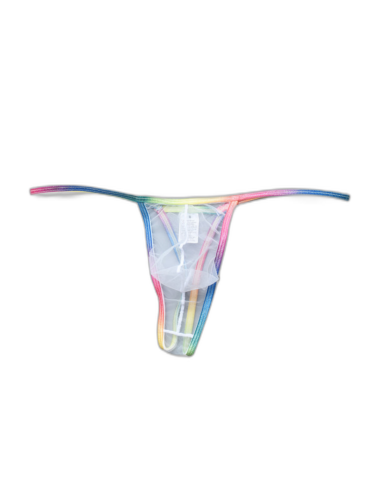 3-pack Men's Sexy Rainbow Transparent Convex Pouch Breathable Thong