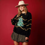 Women's Casual Loose-Fit Christmas Tree Sequin Long-Sleeve Hoodie