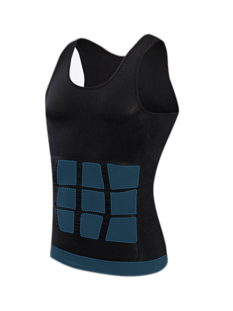 Mens Waist Body Shaper Vest T-Shirt Tank Tops