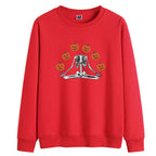 Female Wansheng Pumpkin Skull Printed Crew Neck Sweatshirt