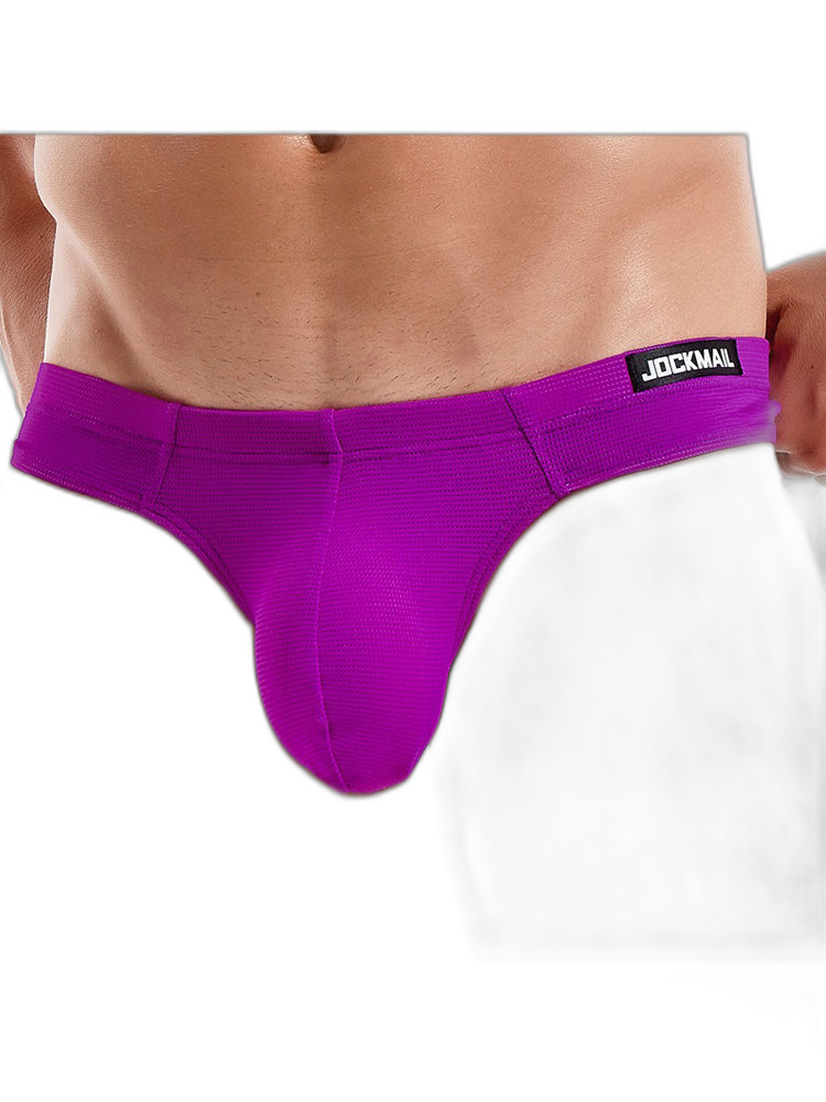 Men's Simple Breathable Mesh Pouch Thong & Strings
