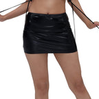 Gold-foil Patent Leather Sheath Skirt, Women's