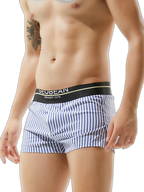 Mens 100% Cotton Striped Loose Home Boxer Shorts